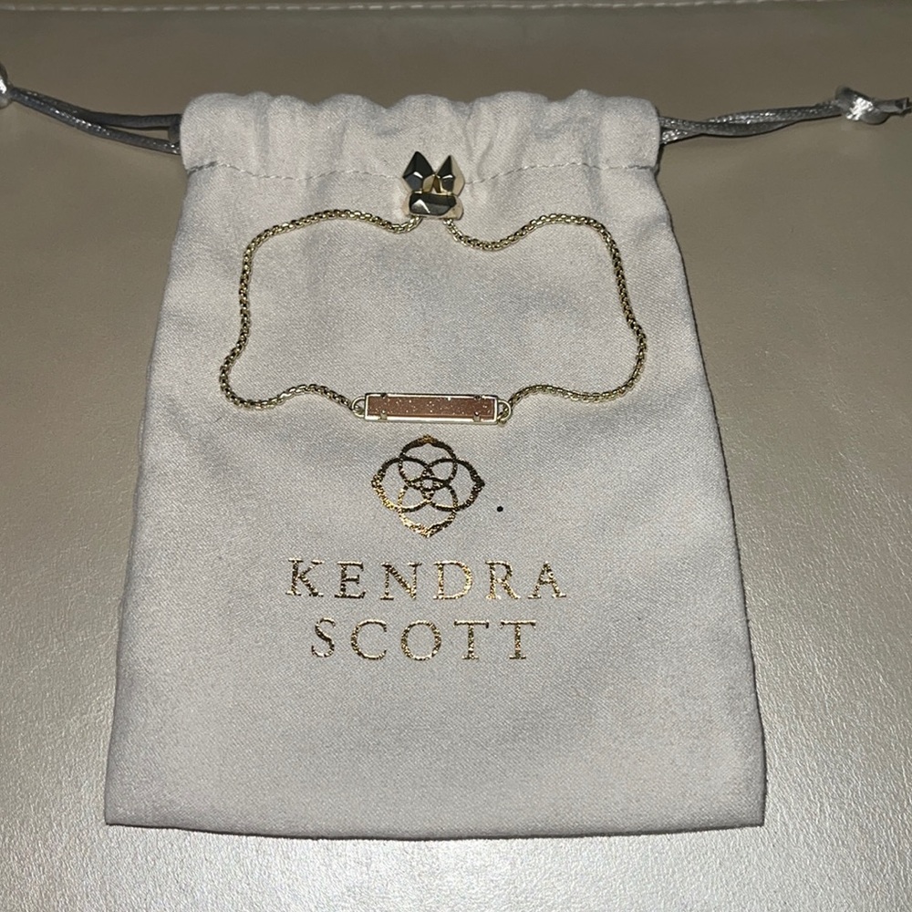 Kendra Scott adjustable chain bracelet gold and pink sparkle